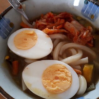 残ったカレーで⭐カレーキムチうどん♪